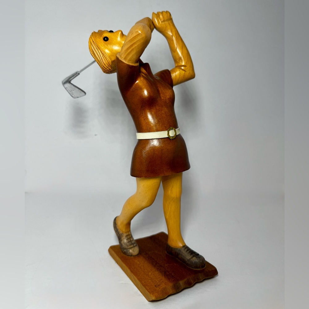 Romer of Italy Vintage 1992 Hand Carved Female Golfer Wood Statue - Picture 6 of 10